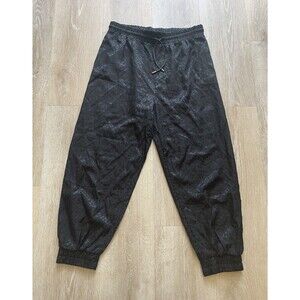 Zara Women’s Black Satin Jacquard Jogger Pants XXL Elastic Waist Drawstring
